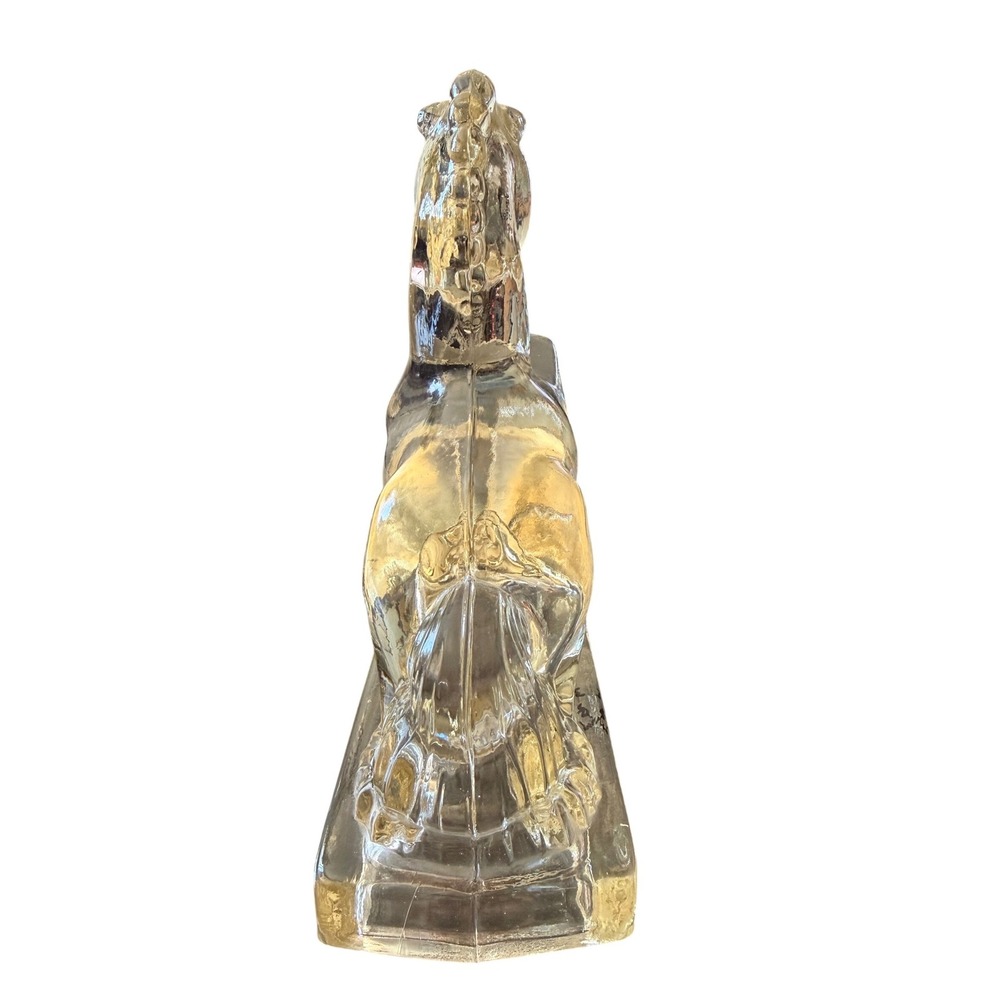 Vintage Clear Glass Rearing Horse Single Bookend Mid Century Equestrian Decor 8" - Picture 3 of 4